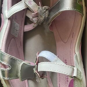 Stride Rite Silver and Pink Kids Sandals